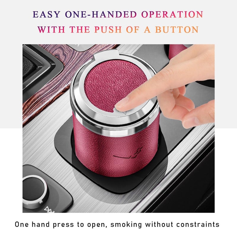 Wevdn Car Ashtray with Lid, Detachable & Portable Stainless Steel Smokeless Ashtrays for Car, Mini Universal Smell Proof Windproof Car Ashtray with LED Blue Light, Car Accessories (Red) - Image 5